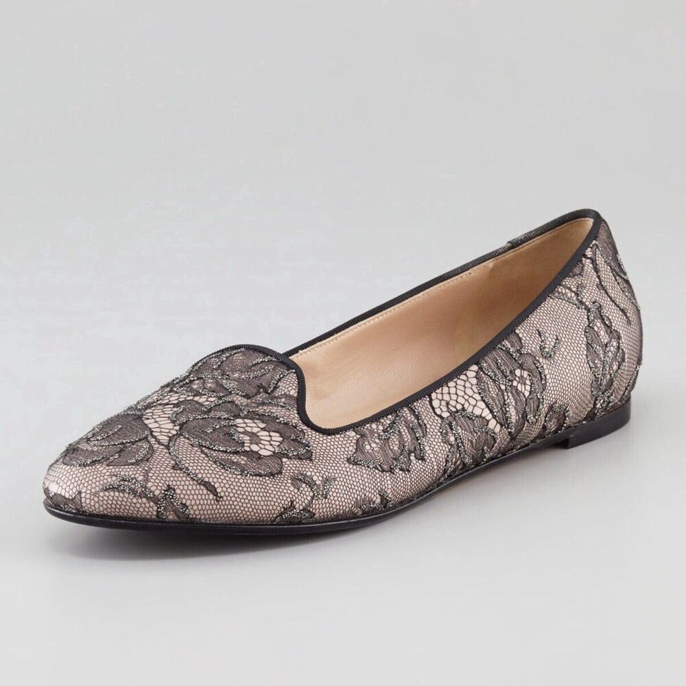 VALENTINO GARAVANI Caviar Crystal Lace Smoking Slippers, (Unworn, Pre-owned)